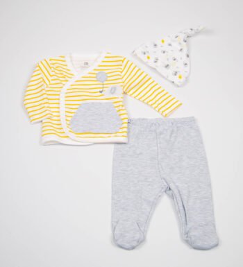 σετ τριών τεμαχίων κίτρινο ριγέ