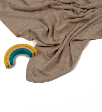 καφέ πλεκτή κουβερτούλα