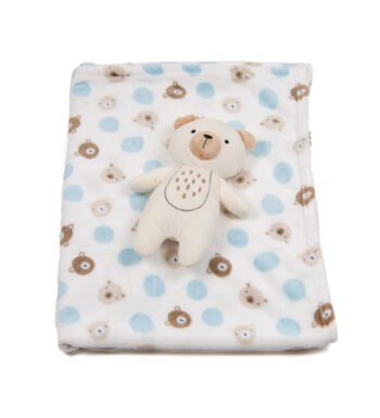 λευκή κουβερτούλα με αρκουδάκια