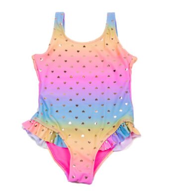 ολόσωμο μαγιό πολύχρωμο με χρυσές καρδιές