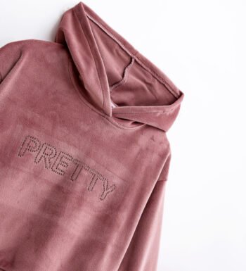 ροζ βελουτέ φόρμα για κορίτσι