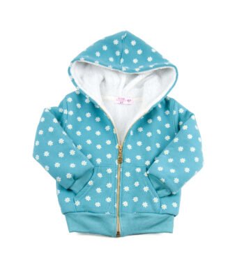 Μπλε πλεκτή ζακέτα για κορίτσι με fleece επένδυση