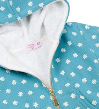 Μπλε πλεκτή ζακέτα για κορίτσι με fleece επένδυση