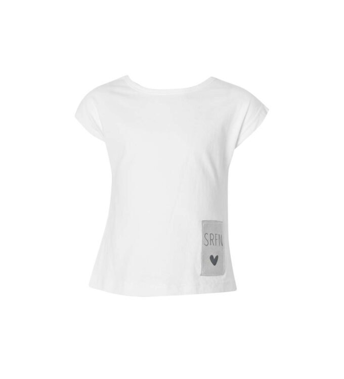 Παιδικό λευκό t-shirt για κορίτσι με κοφτούς ώμους