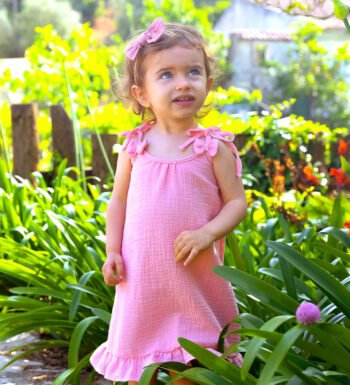 Καλοκαιρινό παιδικό ροζ φόρεμα