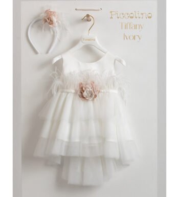 «TIFFANY IVORY» Βαπτιστικό Φόρεμα με αξεσουάρ για τα μαλλιά