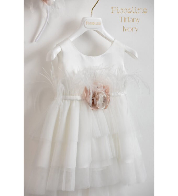 «TIFFANY IVORY» Βαπτιστικό Φόρεμα με αξεσουάρ για τα μαλλιά