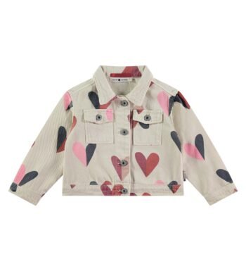 Φαρδύ Jean Jacket με καρδιές all over για κορίτσι