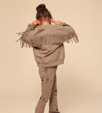 Φούτερ χακί με κρόσια για κορίτσι