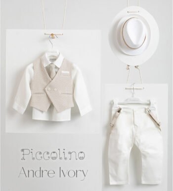 «ANDRE» Βαπτιστικό κοστούμι με αξεσουάρ για το κεφάλι