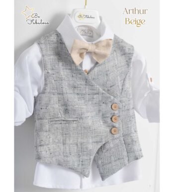 «ARTHUR» Βαπτιστικό κοστούμι με αξεσουάρ για το κεφάλι