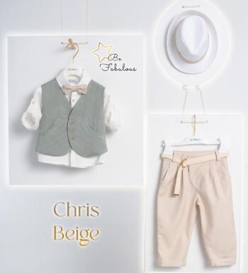 «CHRIS» Βαπτιστικό κοστούμι με αξεσουάρ για το κεφάλι