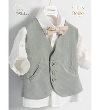 «CHRIS» Βαπτιστικό κοστούμι με αξεσουάρ για το κεφάλι
