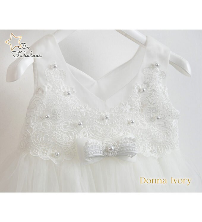 «DONNA» Βαπτιστικό Φόρεμα με αξεσουάρ για τα μαλλιά