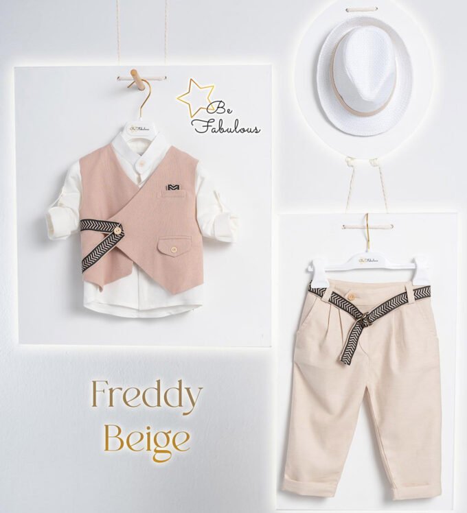 «FREDDY» Βαπτιστικό κοστούμι με αξεσουάρ για το κεφάλι