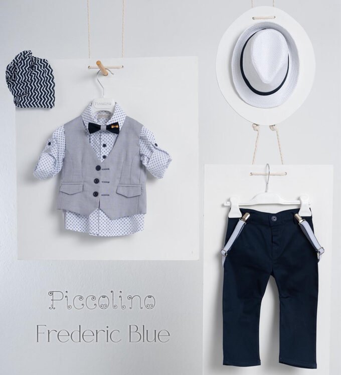 «FREDERIC» Βαπτιστικό κοστούμι με αξεσουάρ για το κεφάλι