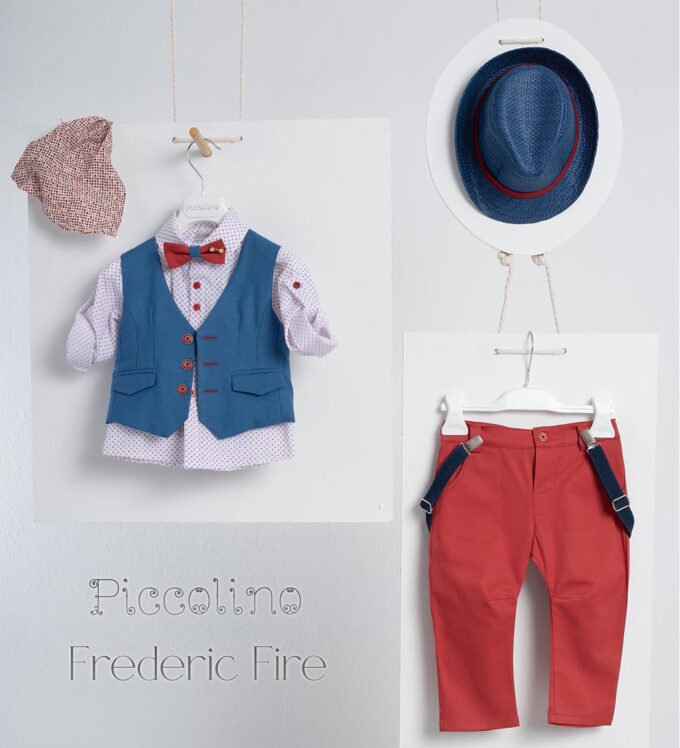 «FREDERIC» Βαπτιστικό κοστούμι με αξεσουάρ για το κεφάλι