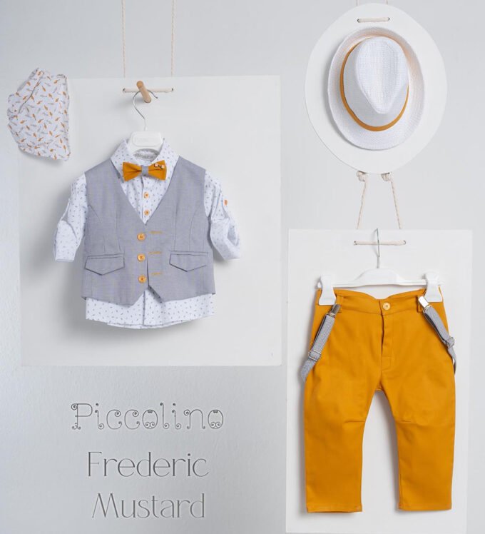 «FREDERIC» Βαπτιστικό κοστούμι με αξεσουάρ για το κεφάλι