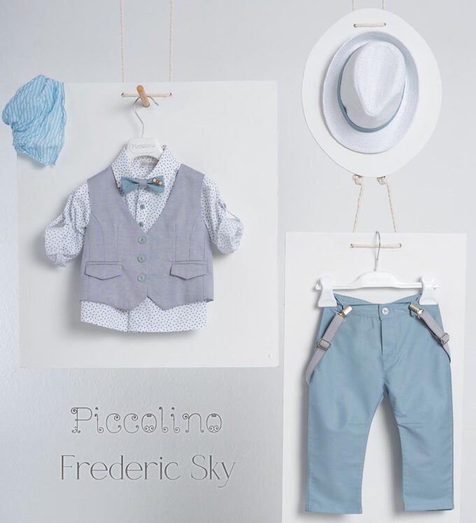 «FREDERIC» Βαπτιστικό κοστούμι με αξεσουάρ για το κεφάλι