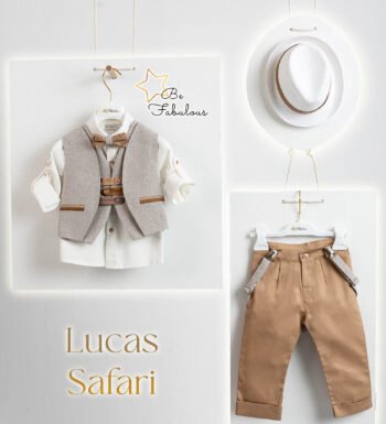 «LUCAS» Βαπτιστικό κοστούμι με αξεσουάρ για το κεφάλι