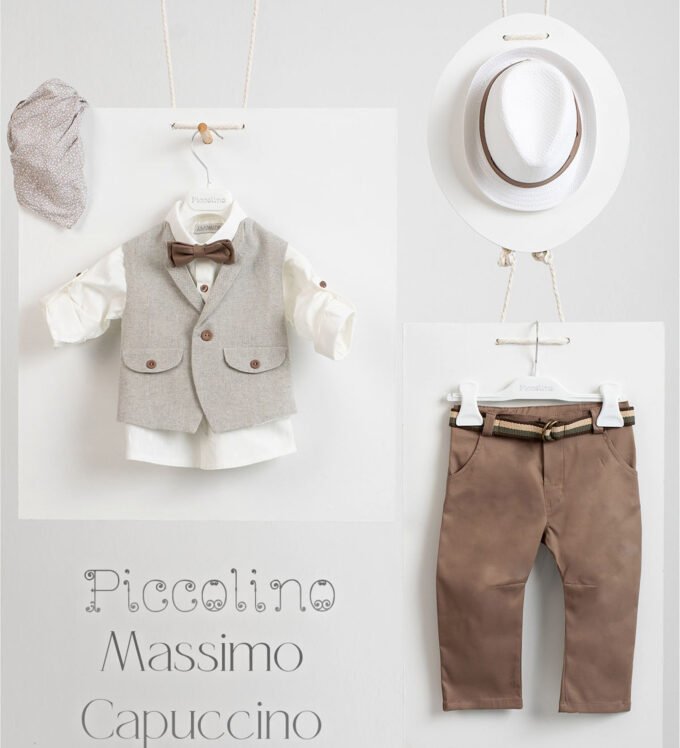 «MASSIMO» Βαπτιστικό κοστούμι με αξεσουάρ για το κεφάλι