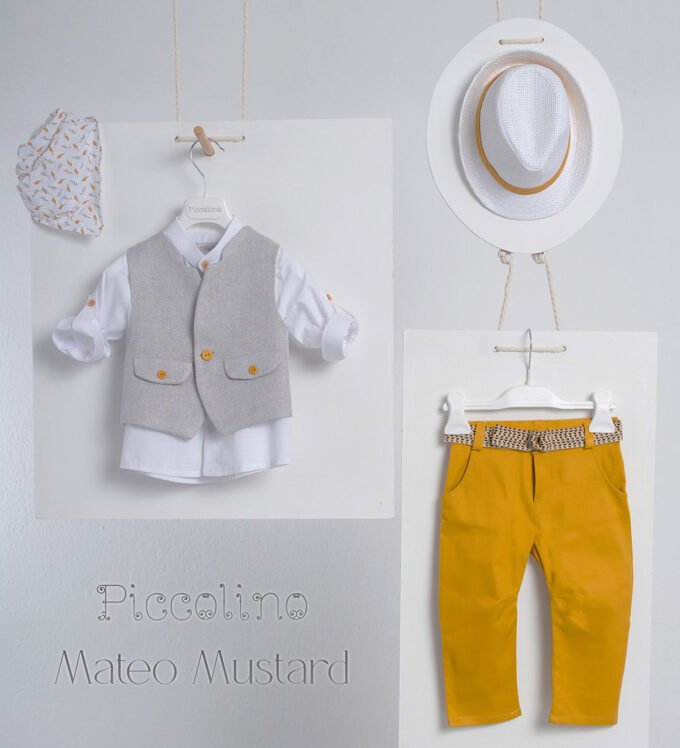 «MATEO» Βαπτιστικό κοστούμι με αξεσουάρ για το κεφάλι