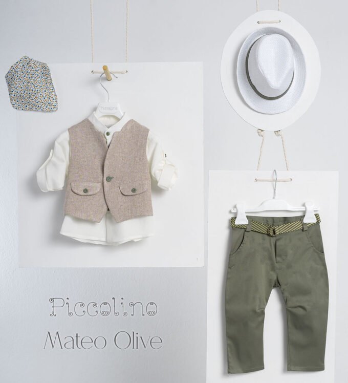 «MATEO» Βαπτιστικό κοστούμι με αξεσουάρ για το κεφάλι