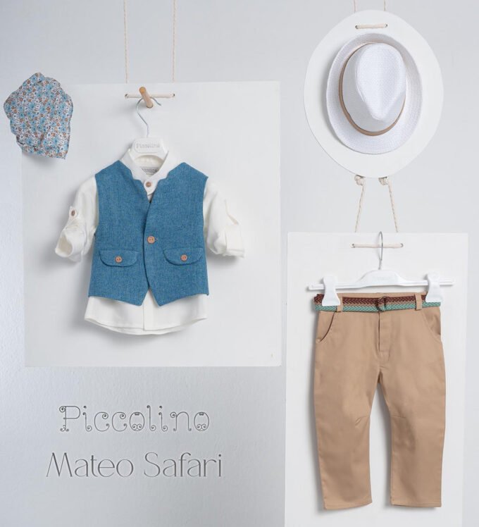 «MATEO» Βαπτιστικό κοστούμι με αξεσουάρ για το κεφάλι