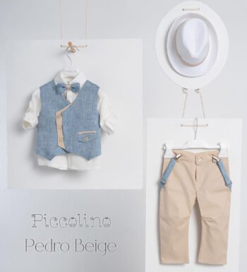 «PEDRO» Βαπτιστικό κοστούμι με αξεσουάρ για το κεφάλι