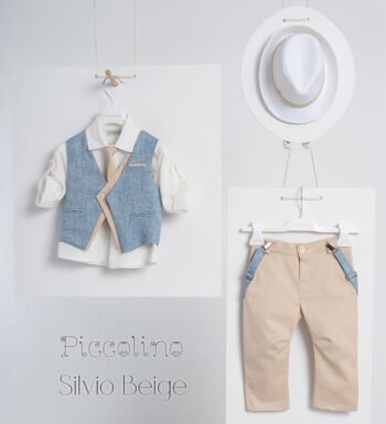 «SILVIO» Βαπτιστικό κοστούμι με αξεσουάρ για το κεφάλι