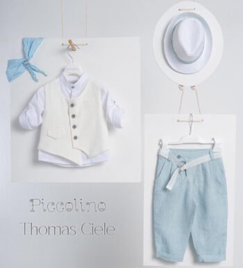 «THOMAS» Βαπτιστικό κοστούμι με αξεσουάρ για το κεφάλι