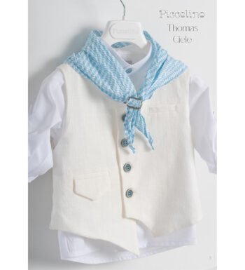 «THOMAS» Βαπτιστικό κοστούμι με αξεσουάρ για το κεφάλι