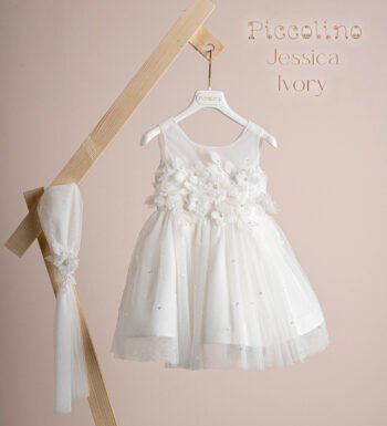 «JESSICA» Βαπτιστικό Φόρεμα με αξεσουάρ για τα μαλλιά