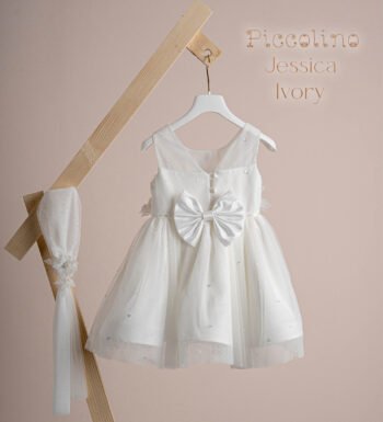 «JESSICA» Βαπτιστικό Φόρεμα με αξεσουάρ για τα μαλλιά