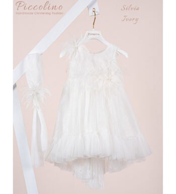 «SILVIA» Βαπτιστικό Φόρεμα με αξεσουάρ για τα μαλλιά