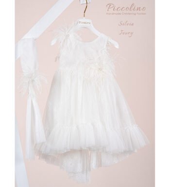 «SILVIA» Βαπτιστικό Φόρεμα με αξεσουάρ για τα μαλλιά