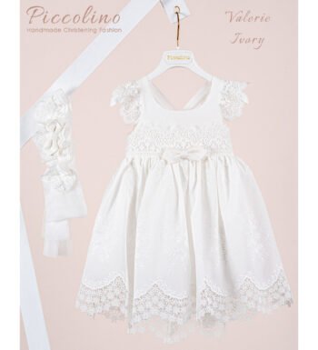 «VALERIE» Βαπτιστικό Φόρεμα με αξεσουάρ για τα μαλλιά