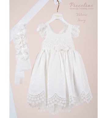 «VALERIE» Βαπτιστικό Φόρεμα με αξεσουάρ για τα μαλλιά