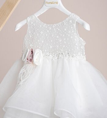 «SAMANTHA» Βαπτιστικό Φόρεμα με αξεσουάρ για τα μαλλιά