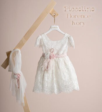 «FLORENCE» Βαπτιστικό Φόρεμα με αξεσουάρ για τα μαλλιά