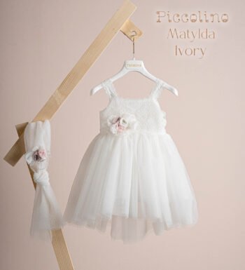 «MATYLDA» Βαπτιστικό Φόρεμα με αξεσουάρ για τα μαλλιά
