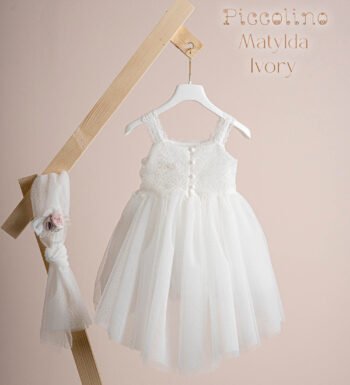 «MATYLDA» Βαπτιστικό Φόρεμα με αξεσουάρ για τα μαλλιά