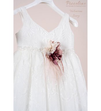 «VALENTINA» Βαπτιστικό Φόρεμα με αξεσουάρ για τα μαλλιά